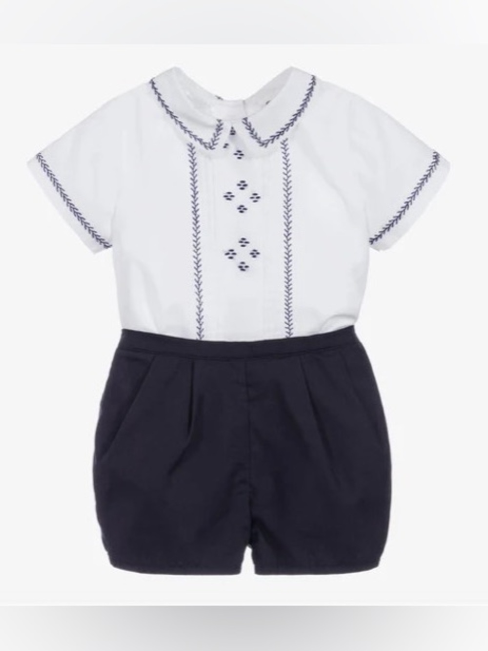 Sarah Louise Boys White & Blue Shorts Set - (Size: 3T) NWT
